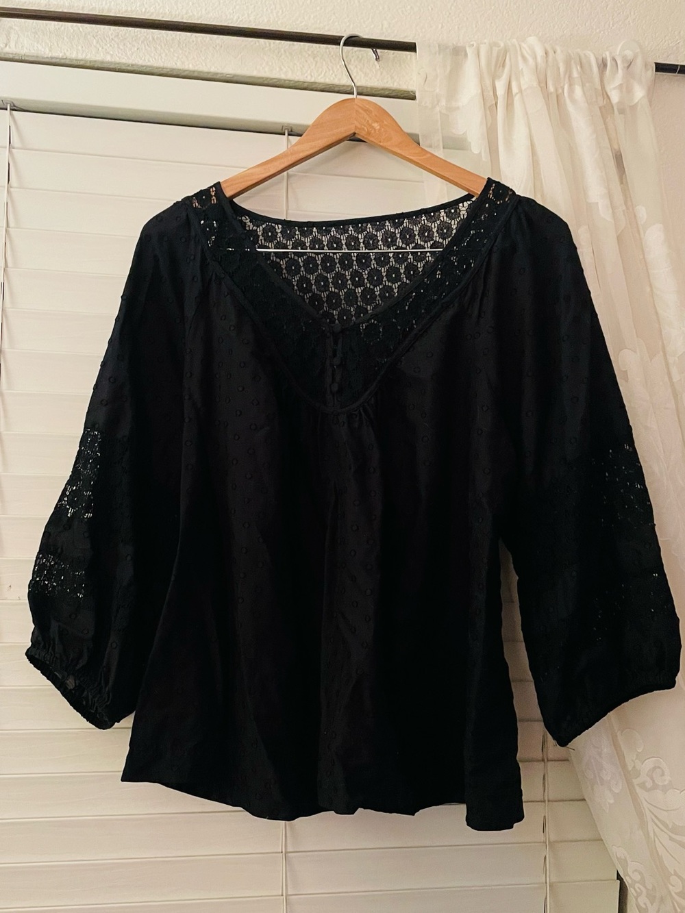 torrid Black Lace-Trim Peasant Tunic